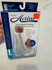Activa 18 mmHg Knee High Compression Dress Stockings Open Toe Beige Small New