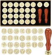 uxcell 26 Letters A-Z Alphabet Wax Seal Stamp Kit, Vintage Sealing Stamp with 9pcs Wooden Handles Gift Box for Wedding Invitation, Party, Gift Wrap, Envelope Card