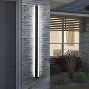 Outdoor Wall Light LED Long Wall Sconce IP67 Waterproof Black Modern Outside Lights Metal Exterior Light Porch Light Patio Yard Garden Villa Living Room Balcony Garage Wall Lamp (60CM,White Light)