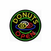 NEW “OPEN DONUTS" 26x26x1 BORDER SOLID/ANIMATED LED SIGN w/CUSTOM OPTIONS 21139