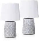 2-Pack BRUBAKER Table or Bedside Lamps - White - Ceramic Base - 13 Inches