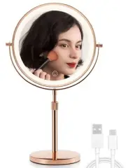 8.5 Inches Lighted Makeup Mirror with 3X/10X Magnifications, Double Sided Swi...