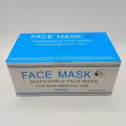 Face Masks 50 Pieces Flat Disposable 3-PLY Filter Quality Earloop Mouth Cover