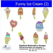 Embroidery Design Set - Funny Ice Cream(2) - 10 Designs - 9 Formats - USB Stick