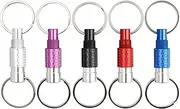 [Bestgle] 5 Pcs Quick Release Keychain Set, Aluminum Alloy Detachable Key Chains with 2 Split Rings, 360°Swivel Disconnect Key Chain Spring Lock Pull Apart Keychains for Purse Bag Belt Car