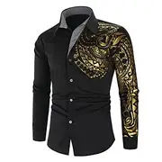 Men's Dress Shirt Collared Shirt Button Up Shirt Floral Wedding Daily Wine Red Big red Black White Collar Clothing Apparel