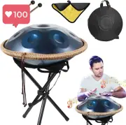 18-Inch G Minor 440Hz Steel Handpan Drum Set – 9 Notes, Blue with Soft Carry Bag