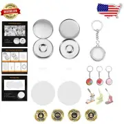 Complete Metal Button Maker Kit - 50 Double-Sided Keychain Parts Included
