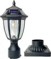 Solar Post Lamp Lights, Dusk to Dawn Post Light with Pier Mount Base, Outdoor Wa