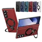 For Samsung Z Fold 6 5 4 3 Leather Case Screen Protector with Stand Hinge Cover