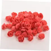 Mini Fake Roses Artificial Flowers 100 PCS 3.5cm Red Foam Rose Head for DIY