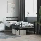 Classic Sturdy Black Metal Bed Frame with Storage Space and Headboard Footboard