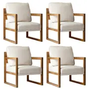 Oikiture 4x Armchair Lounge Sofa Chair Fabric Accent Chair Tub Armchairs Couches