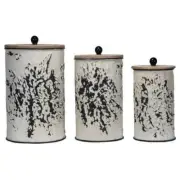 Foreside Home Shibori Flower Nested Decorative Canisters, Set of 3