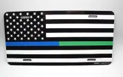 THIN GREEN BLUE LINE AMERICAN TACTICAL FLAG Metal Novelty Car License Plate Tag