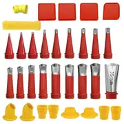 32Pcs Caulking Finisher Kit Include 18Pcs Caulking Nozzle Tips, Caulking Tool Kit,10 Connect Base and 4 Grout Scraper RedYellow