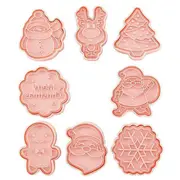 8Pcs/Set Christmas Cartoon Cookie Cutter 3D Biscuit Decorating Mold Baking Mould