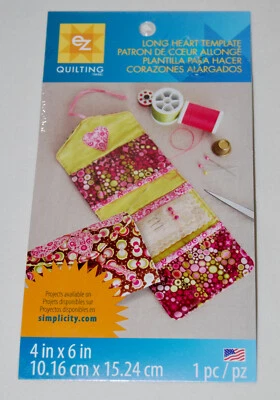 New EZ Quilting 4 in x 6 in Plastic Reusable Long Heart Appliqué Template