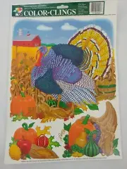 VINTAGE Color Clings - Fall Turkey Thanksgiving Static Cling Window Decoration