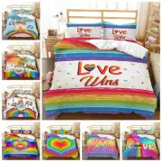 3D love Wins Bed Set Holiday Gift Doona Quilt Duvet Cover Single Double Size