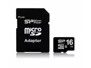 Silicon Power 16GB microSD Memory SDHC Class 10 w/ SD adapter SP016GBSTH010V10SP