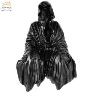 死神坐雕像哥特式裝飾雕像樹脂黑色死神雕塑恐怖桌面裝飾品 SHOPTKC7196