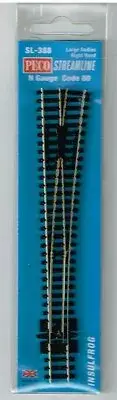 PECO N scale SL-388 LARGE RADIUS RIGHT HAND TURNOUT - CODE 80 RAIL INSULFROG