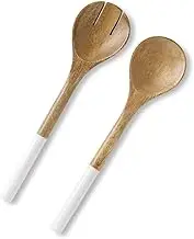 Folkulture Salad Servers or Salad Tongs, Wooden Utensils for Serving Salad, 12-inch Spoon and Fork Set, Mango Wood, White