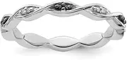 925 Sterling Silver Polished Prong set Patterned Stackable Expressions Black and White Diamond Ring USA Size 10 Jewelry for Women