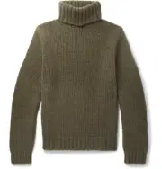 $1,695 Ralph Lauren Purple Label Green Chunky 100% Cashmere Turtleneck Sweater M