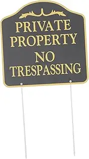 TOYANDONA No Trespassing Sign Plaque Outdoor Sign Hunt Security Signs with Stake Surveillance Pasture Aggressive Record Property Yard Weatherproof Prohibit Garden Metal Home Aluminum Black