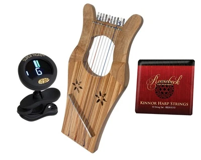 Mini Kinnor Lyre Harp + String Set + Snark Clip-on Tuner