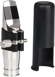 Yibuy Silver Jazz B-flat Alto Saxophone Mouthpiece 7# PU Leather Cap