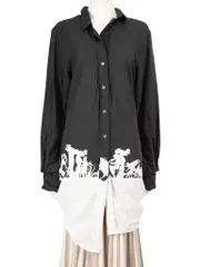 Black Printed Pattern Belted Shirt