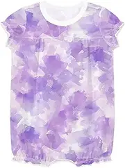 [miaozhen] Toddler Romper Ruffle Sleeve Jumpsuit Baby Girl Cotton Girl New-born Outfits 12M Abstract Watercolor Lilac Purple Light Peach conjuntos para bebes nina, Abstract Watercolor Lilac Purple Light