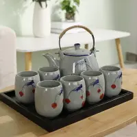 在飛比找樂天市場購物網優惠-陶瓷大水壺泡茶壺提梁壺整套茶具帶過濾網1000毫升餐廳花茶壺