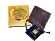 ESTEE LAUDER SCARCE PALM SOLID POWDER COMPACT w AUSTRIAN CRYSTALS in BOX RARE