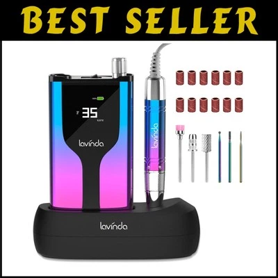 Portable Brushless Nail Drill with Gradient Design & 6 Bits for Acrylic Nails