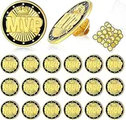 Landical 24 Pcs Gold MVP Pins Award for Champion Lapel Sports Pins for Most Valuable Player with Butterfly Clasp Backing and Clear Gift Box, 1.18 inch, Zinc, zinc alloy