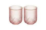 2pc Tempa Florence 420ml Lowball Glass Tumbler Drinking Glasses Set Opulent Pink