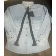 Man X OneTeaspoon NWT Vintage MR Denim Shirt with Western Tie in Middies Medium