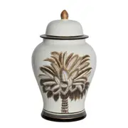 [Florabelle Living] Peacock White & Brown Porcelain Ginger Jar Large