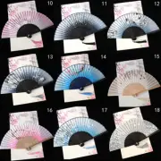 Vintage Chinese Hand Held Dance Fan Folding Silk Bamboo Floral Wedding Party