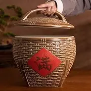 Ceramic Rice Storage Container, Sealed Rice Bucket With Lid, Large Ceramic Jar For Rice, Handcrafted Cereal Dispensers For Flour, Sugar, Coffee, Rice(10kg/22lbs)
