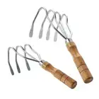 4 Teeth Gardening Hoe Wooden Handle Weeding Rake Planting Vegetable