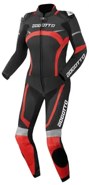 Bogotto Misano Two Piece Ladies Motorcycle Leather Suit, black-red, Size 40 for Women Black Red