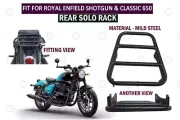 REAR "BLACK SOLO RACK WITH FITTING FIT FOR ROYAL ENFIELD SHOTGUN & CLASSIC 650"