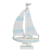 MDF 33cm Sailboat Horizon Centrepiece Home Tabletop Accent Decor Medium Blue