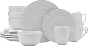 [Everyday White] by Fitz and Floyd Beaded 16 Piece Dinnerware Set, Service for 4