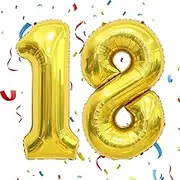 Golden Balloons,18th Birthday Balloons,Number 18 Balloons,40 Inch Birthday Balloons,Birthday Decoration Balloons